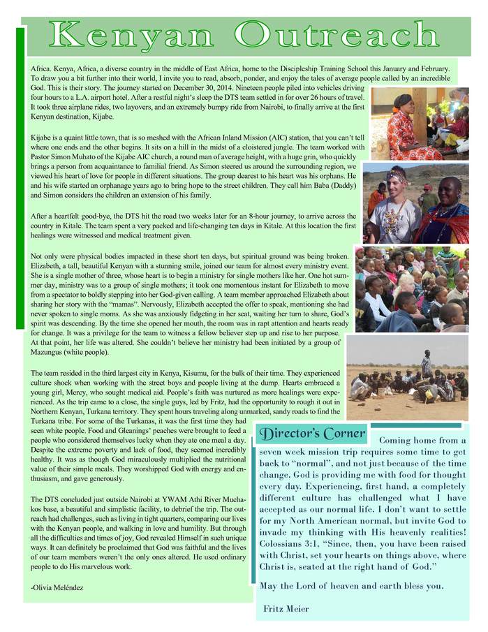 Gleanings April newsletter page two